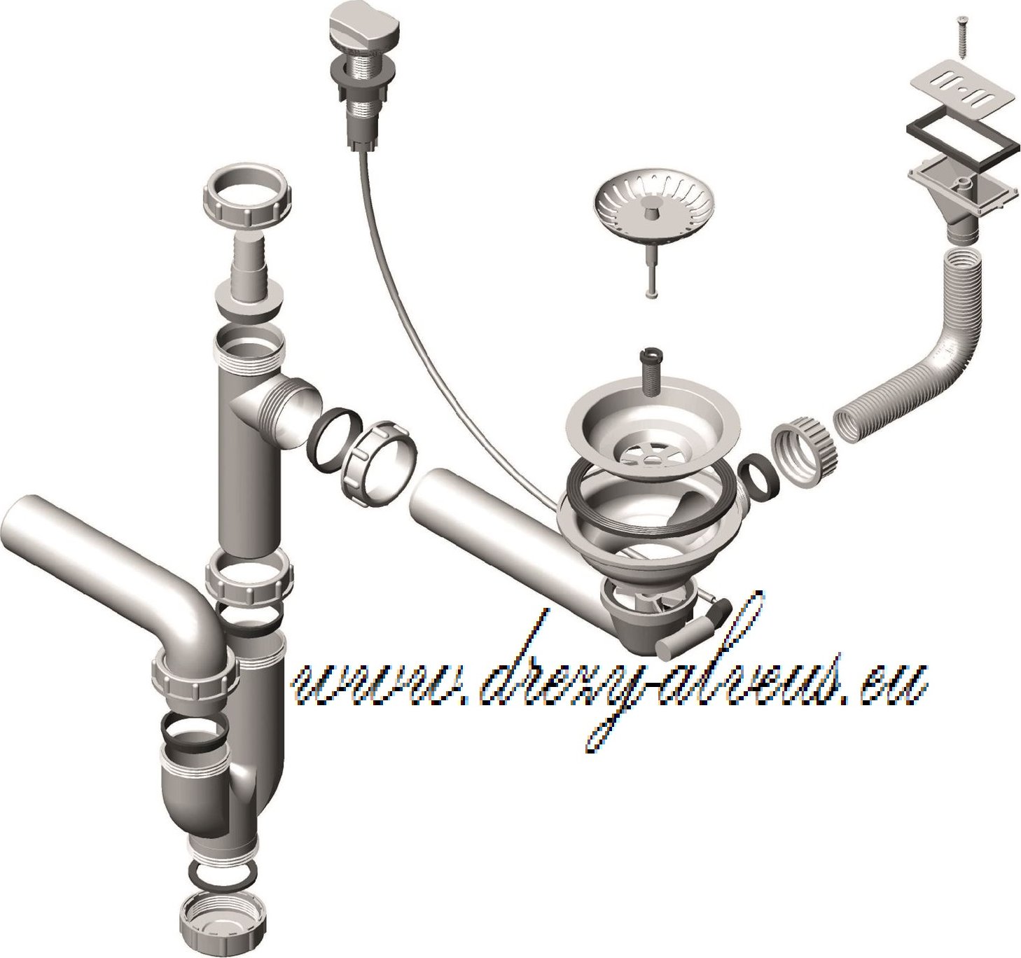 Alveus sifon 1x 3 1/2" s horizontálním přepadem - POP-UP