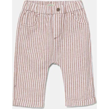 Dětská móda Kojenecké lněné kalhoty United Colors of Benetton 4OGMAE008.W.Seasonal béžová 80X, vel. 82