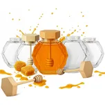 20x Sklenice Szklane MAJA 200 ml ZESTAW na med Dárek s dřevěným víkem