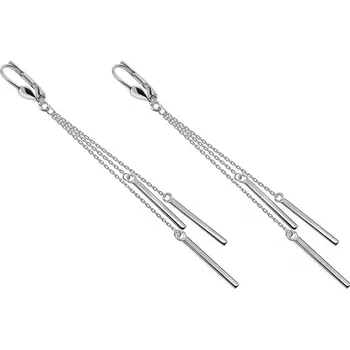 Náušnice Řetízkové náušnice se třemi ozdobami v bílém zlatě IZ21059A + dárkové balení LUXUS zdarma