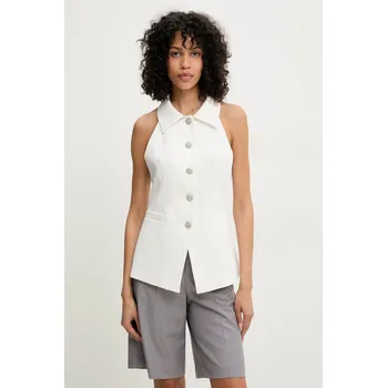 Dámská vesta Vesta Answear.LAB bílá barva, jednořadá G2562.flk 00X, vel. XL