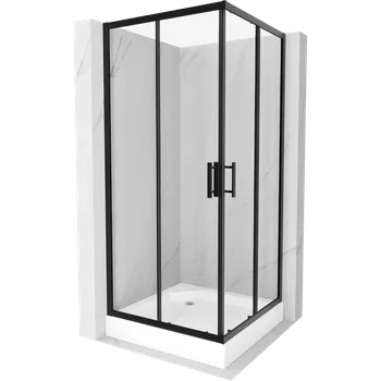Mexen Rio čtvercová sprchová kabina 90 x 90 cm, transparentní, černá + sprchová vanička Rio, bílá - 860-090-090-70-00-4510 Sprchové kouty s vaničkou
