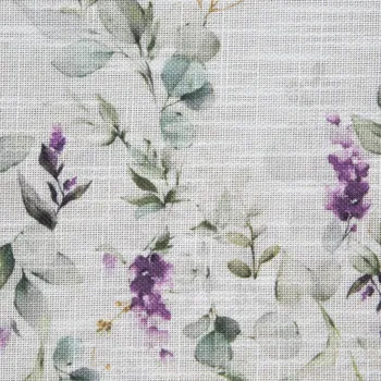 ubrus ArtFir Kulatý ubrus SUMMER 11 | přírodní/fialové květiny 120 cm