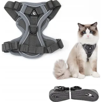 Obraz Postroj a vodítko šedé reflexní S pro kočky