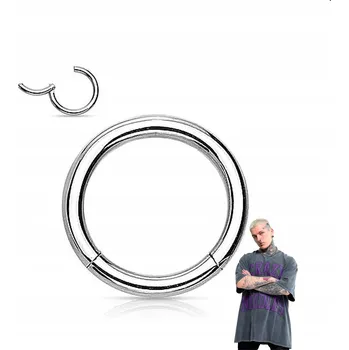 Náušnice Titanový kroužek CLICKER stříbrný 1,2/9