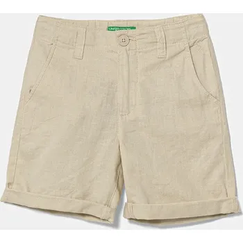 Dětské plátěné šortky United Colors of Benetton béžová barva, nastavitelný pas, 43WBC901E 43WBC901E.G.Seasonal 12X, vel. 160