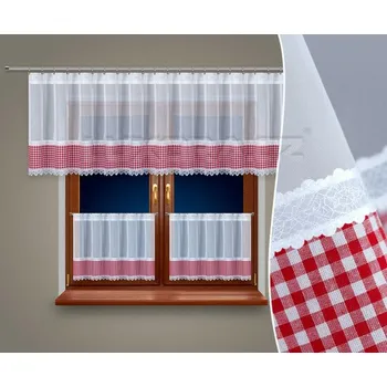 Dekorativní polštářek Voál Mabel káro červený - 80 x 300 cm