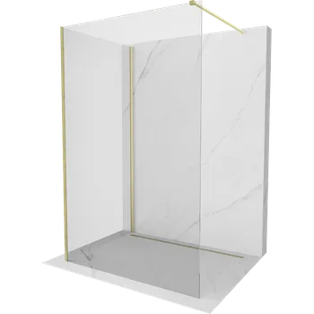 Mexen Kioto sprchová stěna Walk-in 110 x 110 cm, transparentní, zlatá kartáčovaná - 800-110-212-55-00-110 Sprchové stěny