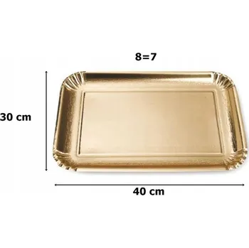 Jednorázové nádobí Tác ozdobný lepenkový 34x23,5 cm - zlatý