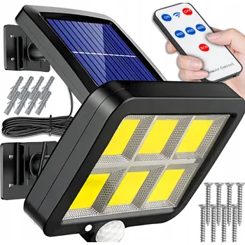 Venkovní osvětlení SOLÁRNÍ LAMPA LED VENKOVNÍ HALOGENOVÁ ZAHRADNÍ S PILOTEM, SENZOREM POHYBU A SOUMRAKU