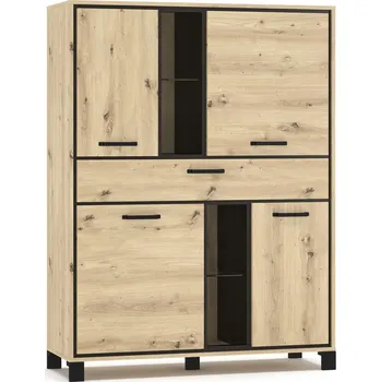 Komoda VerDesign ZOLNA kombinovaná vysoká komoda, dub artisan/wenge