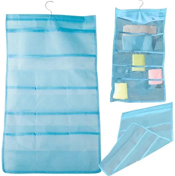 Organizér na kosmetiku VERK GROUP Závěsný organizér na spodní prádlo do skříně - oboustranný věšák s 22 kapsami - modrý