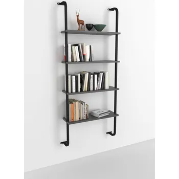 regál VerDesign MARLE 4 nástěnná knihovna, antracit/černá