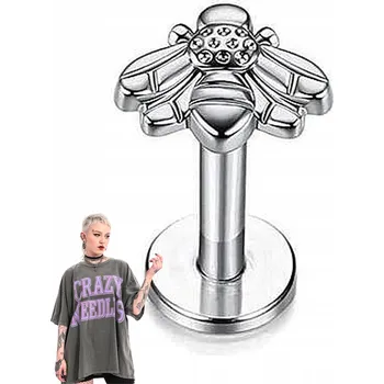 Náušnice Náušnice do chrupavky Labret včela stříbrná