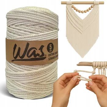 Nit WAS bavlněná šňůra pletená 5mm, 200m, ZLATÁ NITKA (Zlatá nit)