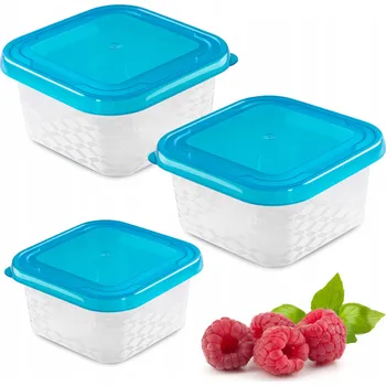 Dóza na potraviny 3X PLASTOVÁ NÁDOBA NA POTRAVINY UZENINY SADA NÁDOB MODRÉ