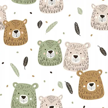 MILÍ MEDVÍDCI Dekorační látka typu MILAS, šířka 165 cm, béžovo-zelená