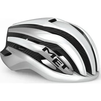 Cyklistická přilba MET Trenta 3K Carbon MIPS White/Silver Metallic Matt