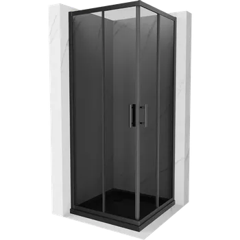 Mexen Rio čtvercová sprchová kabina 90 x 90 cm, grafit, černá + vanička Flat, černý - 860-090-090-70-40-4070B Sprchové kouty s vaničkou