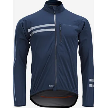 Cyklistické oblečení VAN RYSEL Pánská cyklistická bunda do deště s dlouhým rukávem EDR 2XL MODRÁ|ORANŽOVÁ