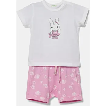 Dětská bavlněná souprava United Colors of Benetton 35ZEAK013.G.W.Seasonal růžová 30X, vel. 68