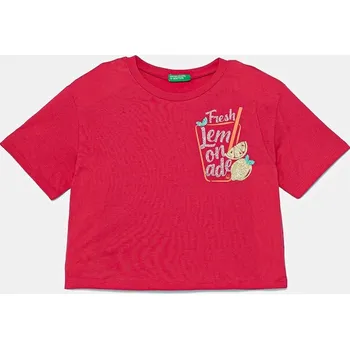 Dětské bavlněné tričko United Colors of Benetton růžová barva, 35RYC10OZ 35RYC10OZ.G.Seasonal 42X, vel. 168