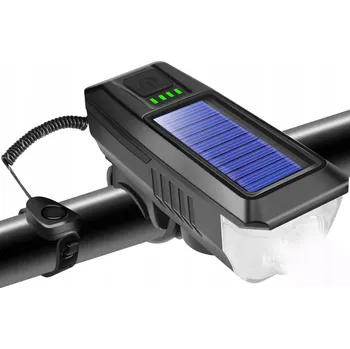 Cyklosvítilna SOLÁRNÍ SVĚTLO NA KOLO 2v1 LED OSVĚTLENÍ NA KOLO KLAKSON ZVONEK DÁLKOVÉ OVLÁDÁNÍ