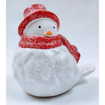 Obraz Figurka Ptáček Vánoční Sněhulák Keramika