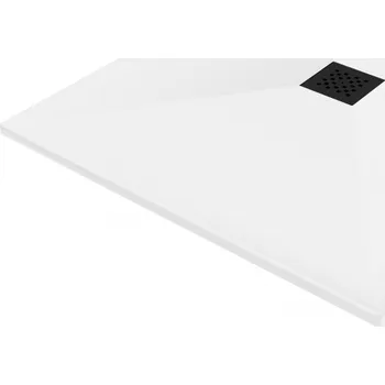 Sprchová vanička Mexen Stone+ kompozitní sprchová vanička čtvercová 100 x 100 cm, bílá, černý kryt - 44101010-B Čtvercové sprchové vaničky