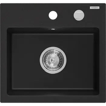 Granitový dřez Mexen Milo granitový dřez 1-komorový 435 x 410 mm, černý, sifon chrom - 6505441000-77 Granitové dřezy