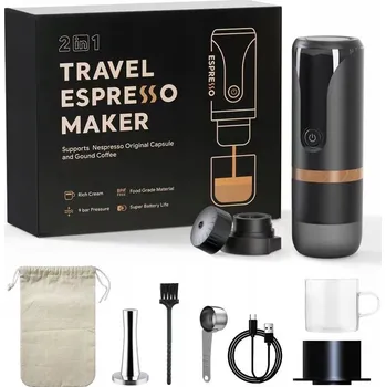 Kávovar MINI PŘENOSNÝ KÁVOVAR NA ESPRESSO 1200MAH 5V/12V černá