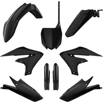 Sada plastů (FULL KIT) YAMAHA YZ 250 F '19-'23 YZ 450 F '18-'22, v sadě přední tabulka a kryty tlumičů (černá), POLISPORT