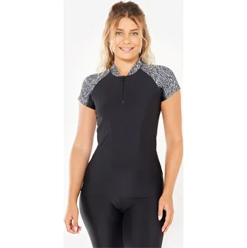 DECATHLON Dámské tričko na aqua fitness s krátkým rukávem Rachel 44 ČERNÁ