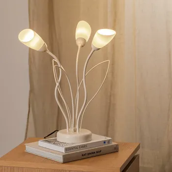 Lampička Jupiter Stolní lampa Gloriosa, krémová, sklo, 3 žárovky - Stínidlo na lampu - Ø 6 cm, výška 11 cm; připojovací kabel 100 cm krémová, bílá 3 x 10 W LED - Doprava zdarma