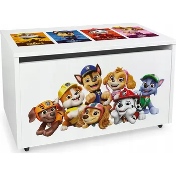 Úložný box Velká dřevěná truhla na hračky - na kolečkách 71x40 x46 cm Tlapková patrola