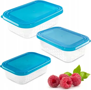 Dóza na potraviny 3X PLASTOVÁ NÁDOBA NA POTRAVINY UZENINY SADA NÁDOB MODRÉ