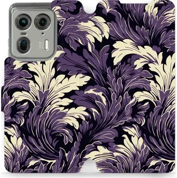 Pouzdro na mobilní telefon Flipové pouzdro Mobiwear - Motorola Edge 50 Ultra - VA46S Fialové rostliny (Knížkové flip pouzdro, obal, kryt na mobil Motorola Edge 50 Ultra - VA46S Fialové rostliny, materiál Umělá kůže + TPU - ochrana 360°, stojánek, silikonová vanička, magnetické)