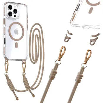 Pouzdro na mobilní telefon Zadní kryt Tel Protect Strap Clear pro iPhone 15 gold