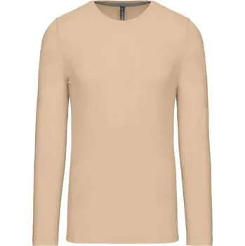 Pánské tričko Kariban Men's Long-sleeved Crew Neck T-shirt, hnědá (Natural)