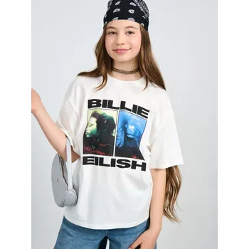 Dívčí oblečení Sinsay - Tričko Billie Eilish - krémová - 064FA-01X - 064FA-01X-140