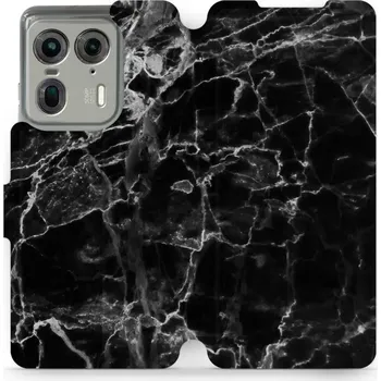 Pouzdro na mobilní telefon Flipové pouzdro Mobiwear - Motorola Edge 50 Ultra - V056P Černý mramor (Knížkové flip pouzdro, obal, kryt na mobil Motorola Edge 50 Ultra - V056P Černý mramor, materiál Umělá kůže + TPU - ochrana 360°, stojánek, silikonová vanička, magnetické zavírání)