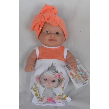 Panenka Realistické miminko - holčička - usmívající se Maruška s oranžovou mašlí od španělské firmy Marina & Pau (Cookie Nana - 20 cm)