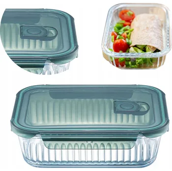 Dóza na potraviny NÁDOBA NA POTRAVINY SKLENĚNÁ S VÍKEM DO MIKROVLNNÉ TROUBY PRO SKLADOVÁNÍ OBĚDŮ LUNCHBOX 640