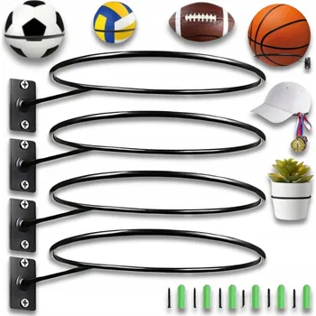 Věšák Držák na míč černý kovový, 1 úroveň