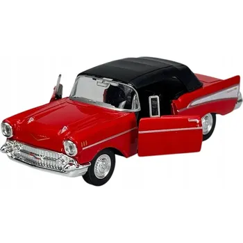 autíčko WELLY OLD TIMER 1957 CHEVROLET BEL AIR ČERVENÝ 1:34 NOVÝ MODEL KOVOVÝ