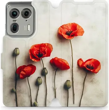 Pouzdro na mobilní telefon Flipové pouzdro Mobiwear - Motorola Edge 50 Ultra - VP42S Vlčí máky (Knížkové flip pouzdro, obal, kryt na mobil Motorola Edge 50 Ultra - VP42S Vlčí máky, materiál Umělá kůže + TPU - ochrana 360°, stojánek, silikonová vanička, magnetické zavírání)