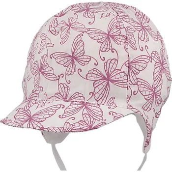 Kojenecká čepice RDX Kojenecká kšiltovka vázací růžová motýlci Vel. 46