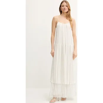 Dámské šaty Šaty s příměsí hedvábí BOSS 50535154 béžová 01X, vel. 34