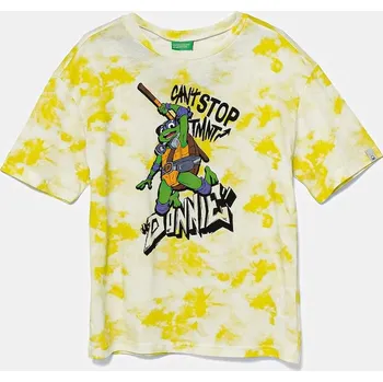 Chlapecké tričko Dětské bavlněné tričko United Colors of Benetton 3ORKC10P3.G.Seasonal žlutá 11X, vel. 130