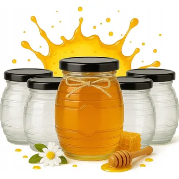 Sklenice 20x Skleněná Zavařovací Sklenice 0,5 l na Med, Džem, Džemy, Dárek, Skleněné Nádoby